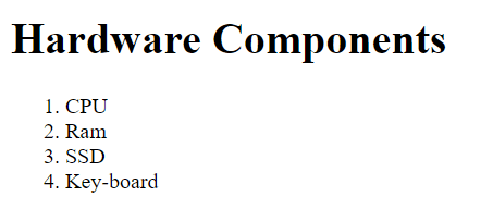 Output example of ol tag